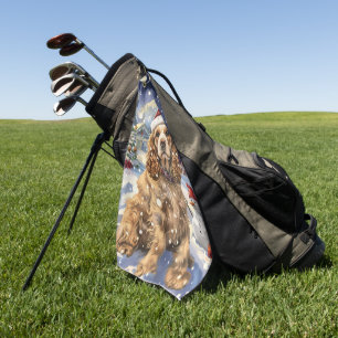 Cocker Spaniel Winter Wonderland Christmas Joy  Golf Towel