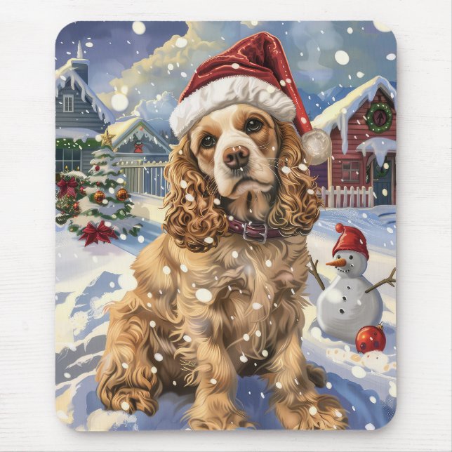 Cocker Spaniel Winter Wonderland Christmas Joy  Mouse Pad (Front)