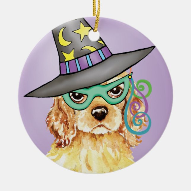 Cocker Spaniel Witch Ceramic Ornament (Front)