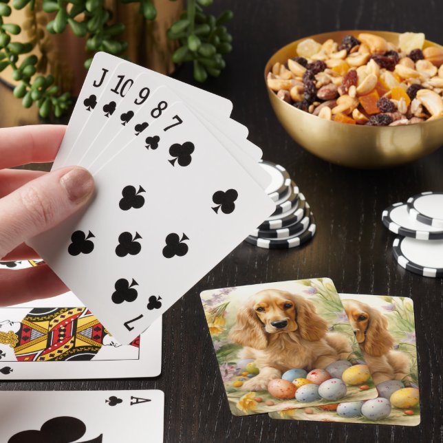 Cocker Spaniel with Easter Eggs Holiday  Playing Cards (In Situ)