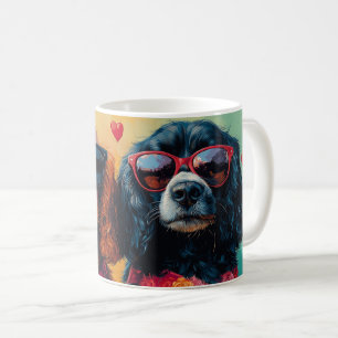Cocker Spaniel With Heart Roses Valentine's Day Coffee Mug