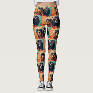 Cocker Spaniel With Heart Roses Valentine's Day  Leggings
