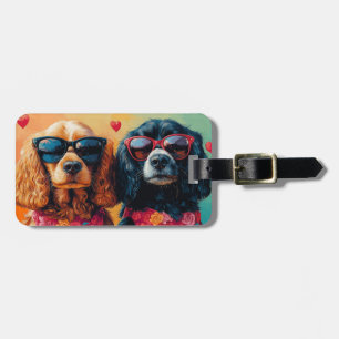 Cocker Spaniel With Heart Roses Valentine's Day  Luggage Tag