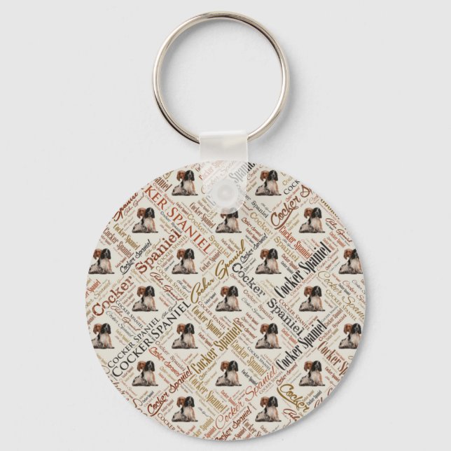 Cocker Spaniel Word Art Keychain (Front)