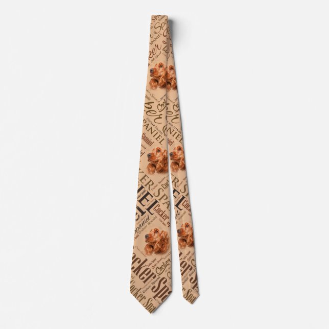 Cocker Spaniel Word Art Tie (Front)