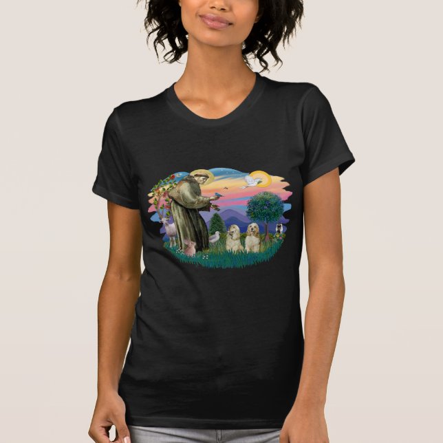 Cocker Spaniels (two buff) T-Shirt (Front)