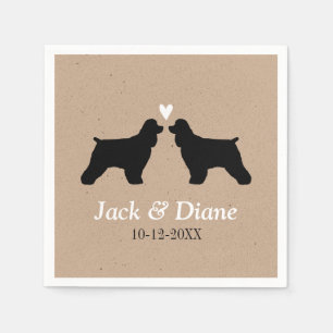 Cocker Spaniels Wedding Couple with Custom Text Napkin