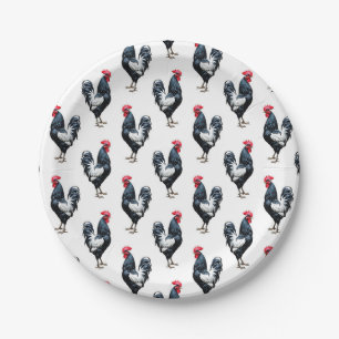 Cockerel Chicken Pattern Design Paper Plate