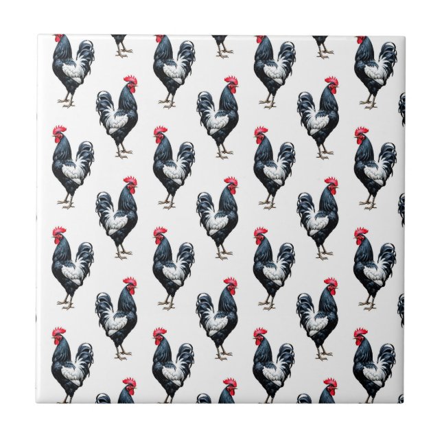 Cockerel Chicken Pattern Design  Tile (Front)
