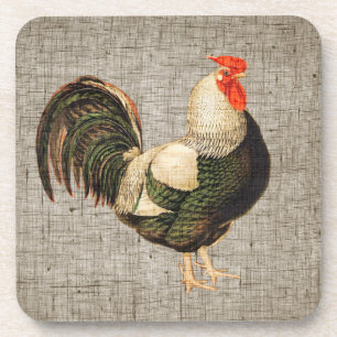 Cockerel coasters with cork back - set of 6
