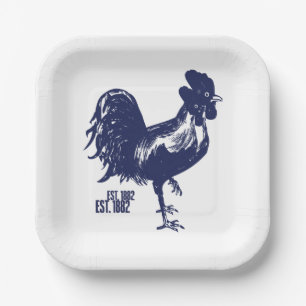 Cockerel Est. 1882 Paper Plate