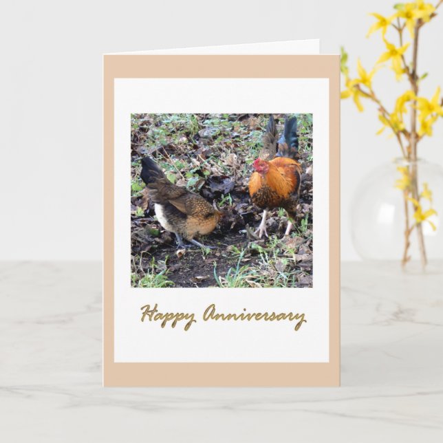 Cockerel et poule Carte Anniversaire (Fleur jaune)