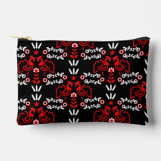 Cockerel Scandinavian Folk Art   Accessory Pouch (Front)