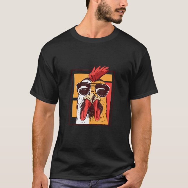 Cockerel With Sunglasses Cooler Gockel Chicken Far T-Shirt