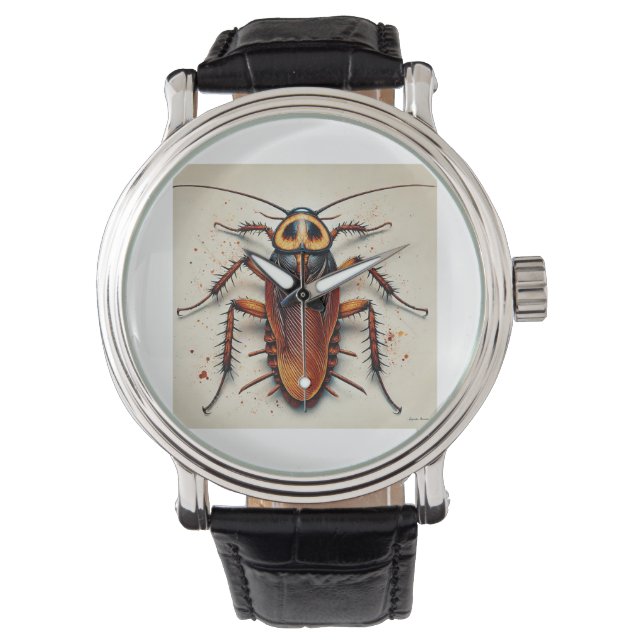 Cockroach 010924IREF241 - Watercolor Watch (Front)