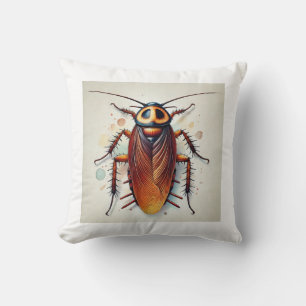 Cockroach 051024IREF234 - Watercolor Throw Pillow