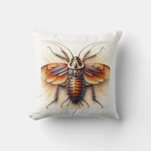 Cockroach Blattodea 060924IREF248 - Watercolor Throw Pillow