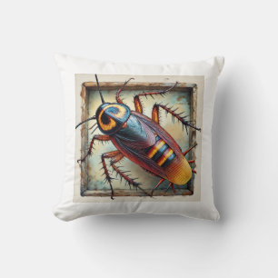 Cockroach dorsal view 210724IREF211 - Watercolor Throw Pillow