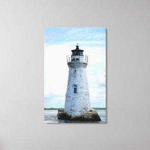 Cockspur Light house background Canvas Print
