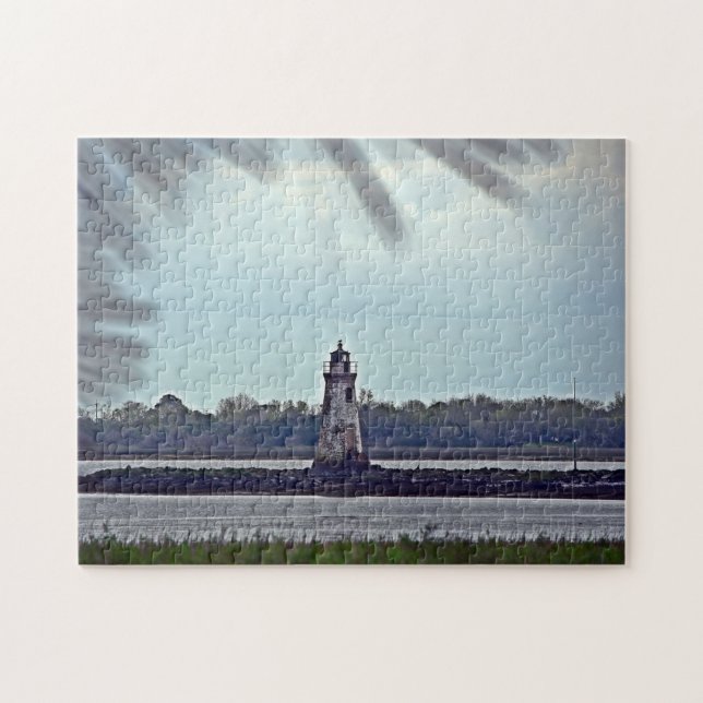 Cockspur Lighthouse Photo created on a  Jigsaw Puzzle (Horizontal)