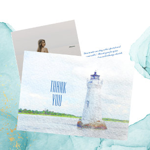 Cockspur Lighthouse Photo Watercolor Thank You Card