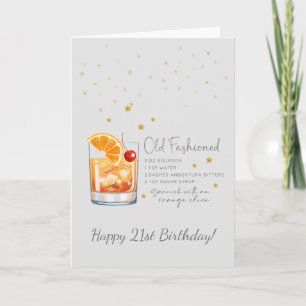 Cocktail à l'ancienne 21e Joyeuse carte d'annivers