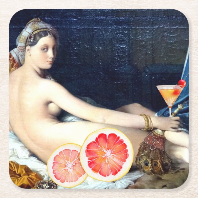 Cocktail al la Grande Square Paper Coaster (Front)