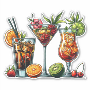 Cocktail alcoholic Drinks colour art illustrations