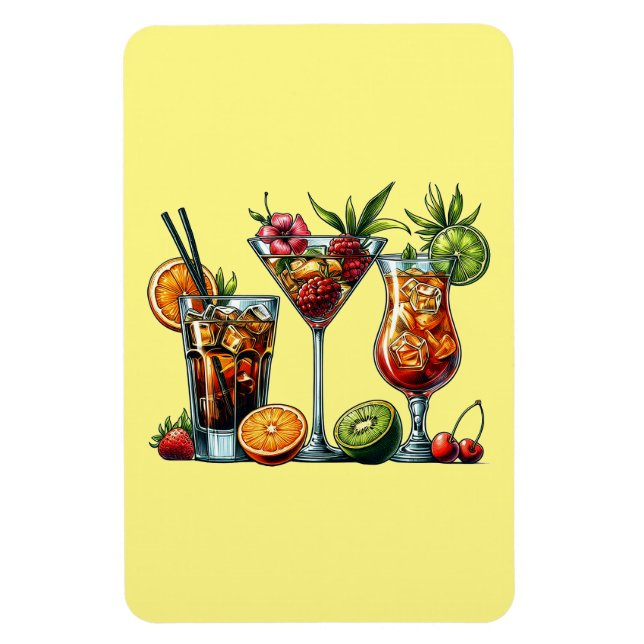 Cocktail alcoholic Drinks colour art illustrations Magnet (Vertical)