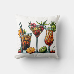 Cocktail alcoholic Drinks colour art illustrations Throw Pillow