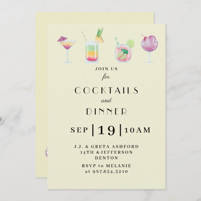 Cocktail and drinks party invitation (Front/Back)