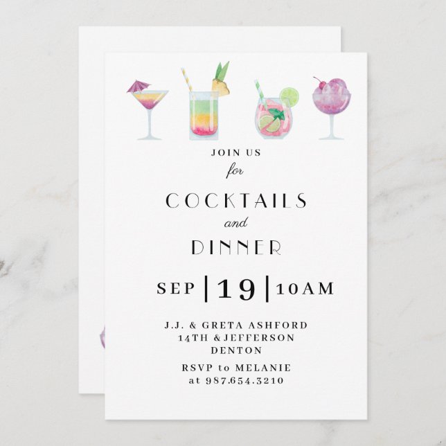 Cocktail and drinks party invitation (Front/Back)