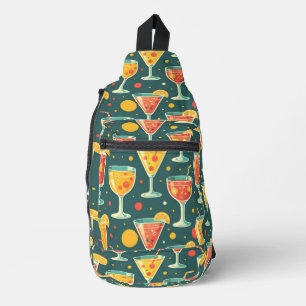 Cocktail and juice drinks pattern sling bag
