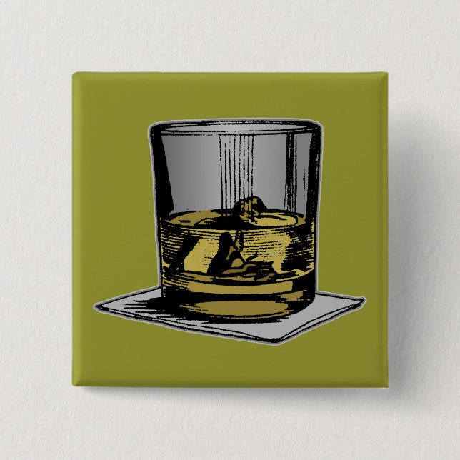 Cocktail and Napkin Design 2 Inch Square Button (Front)