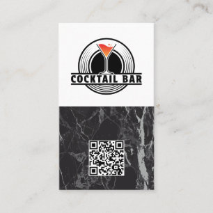 Cocktail Bar Logo Graphic   QR Code Business Card