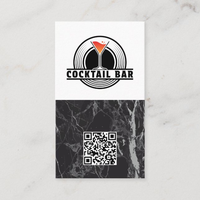 Cocktail Bar Logo Graphic | QR Code Business Card (Front)