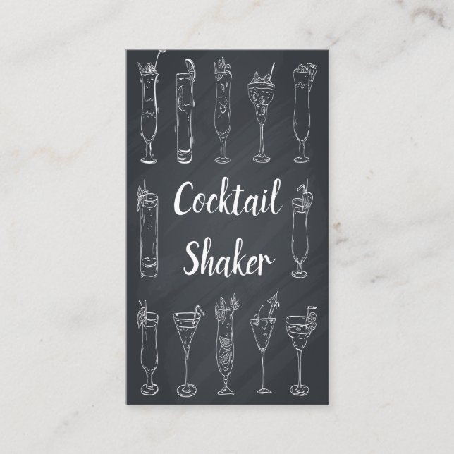 Cocktail Bartender  Chalkboard Business Card (Front)