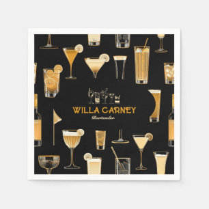 Cocktail bartender Professional Elegant Gold Napkin