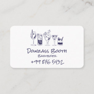 Cocktail bartender Professional   Modern Black Bus Business Card