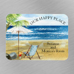 Cocktail Beach Chair Happy Place Cruise Door  Magnet<br><div class="desc">This design may be personalized in the area provided by changing the photo and/or text. Or it can be customized by clicking Personalize this Template and then choosing the click to customize further option and delete or change the colour of the background, add text, change the text colour or style,...</div>