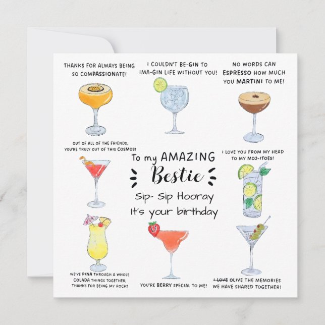 Cocktail Bestie Carte d'anniversaire (Devant)