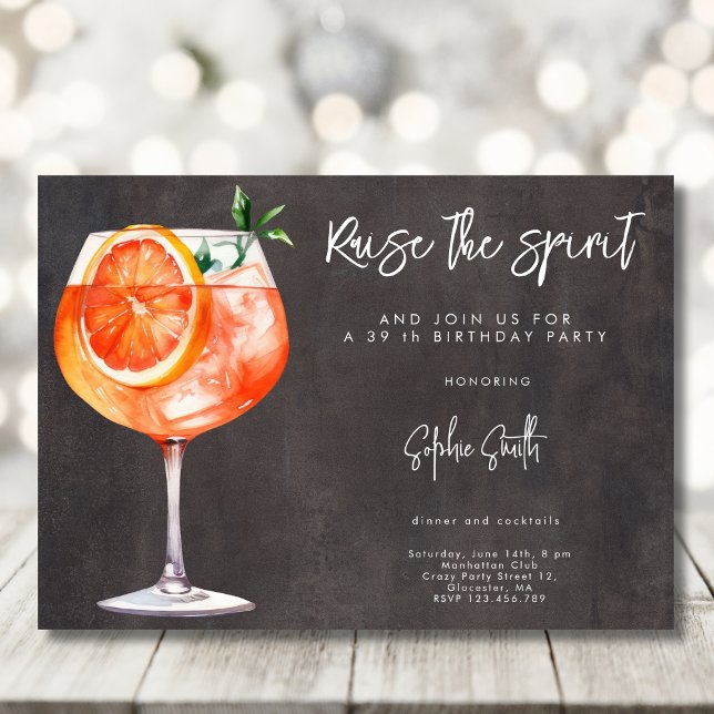 Cocktail birthday party watercolor invitation (Creator Uploaded)