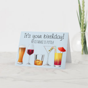 Cocktail Boire Vin Humour Carte Anniversaire