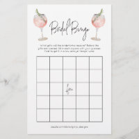 Cocktail Bridal Bingo Bachelorette Game