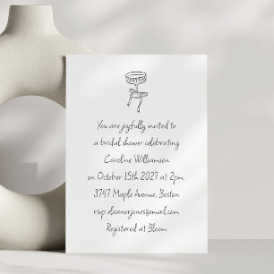 Cocktail Bridal Shower Custom Bow Script Invitation