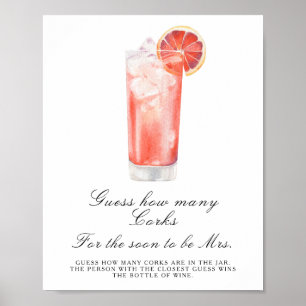 Cocktail Bridal shower - Guess How Many Corks Poster