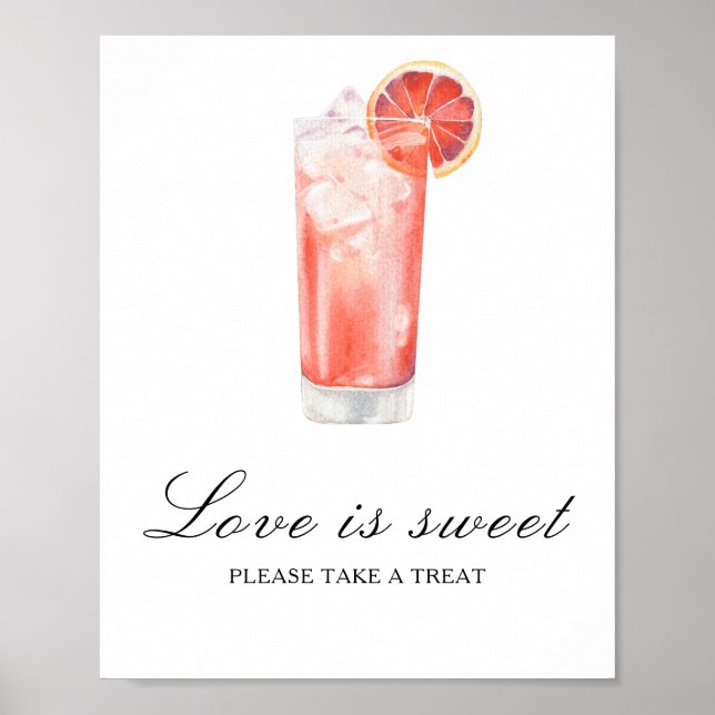 Cocktail bridal shower - love is sweet poster (Front)