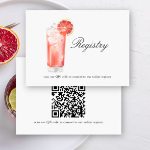 Cocktail Bridal shower QR code for registry  Enclosure Card