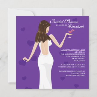 Cocktail Bride Bridal Shower Invitation Purple