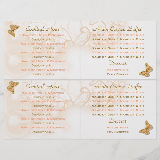 Cocktail buffet mariage menu modèle (Devant)